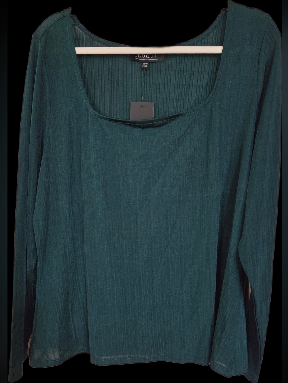 Eloquii Teal Long-Sleeve Scoop Neck Top
